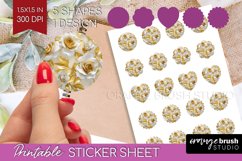 3d Rose Round Sticker - Marble Rose Printable Sticker Sheet Product Image 1