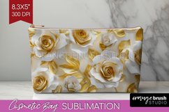 3d Rose Cosmetic Bag - Marble Rose Makeup Bag PNG Product Image 1