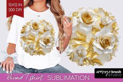 3d Rose Round Tshirt Background - Marble Rose PNG Product Image 1