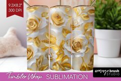 3d Rose Tumbler Wrap - Marble Rose Tumbler PNG Sublimation Product Image 1