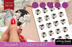 3d Rose Round Sticker - Marble Rose Printable Sticker Sheet Product Image 1