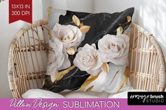 3d Rose Pillow Sublimation - Marble Rose Pillow Cover PNG Product Image 1