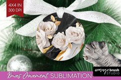 3d Rose Ornament PNG - Marble Rose PNG Sublimation Product Image 1