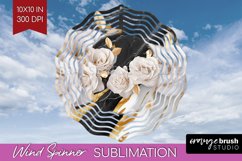 3d Rose Wind Spinner Sublimation PNG - Marble Rose Round Product Image 1