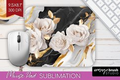 3d Rose Mouse Pad Sublimation - Marble Rose Mousepad PNG Product Image 1