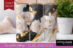 3d Rose Tumbler Wrap - Marble Rose Tumbler PNG Sublimation Product Image 1