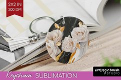 3d Rose Keychain PNG - Marble Rose Keychain Sublimation Product Image 1