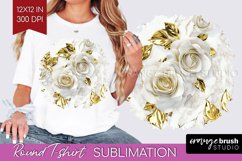 3d Rose Round Tshirt Background - Marble Rose PNG Product Image 1