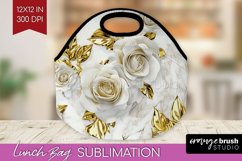3d Rose Lunch Bag - Marble Rose Lunch Bug PNG Sublimation Product Image 1