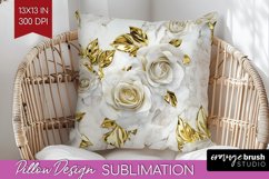 3d Rose Pillow Sublimation - Marble Rose Pillow Cover PNG Product Image 1