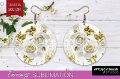 3d Rose Round Earrings - Marble Rose PNG Sublimation Product Image 1
