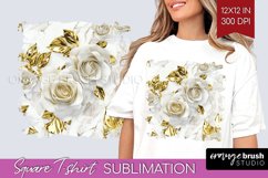 3d Rose Square Tshirt Background - Marble Rose PNG Product Image 1