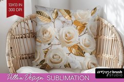 3d Rose Pillow Sublimation - Marble Rose Pillow Cover PNG Product Image 1