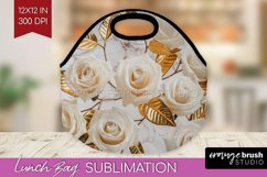 3d Rose Lunch Bag - Marble Rose Lunch Bug PNG Sublimation Product Image 1