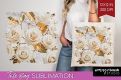 3d Rose Tote Bag - Marble Rose Tote Bag PNG Sublimation Product Image 1