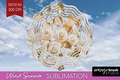 3d Rose Wind Spinner Sublimation PNG - Marble Rose Round Product Image 1