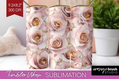 3d Rose Tumbler Wrap - Marble Rose Tumbler PNG Sublimation Product Image 1