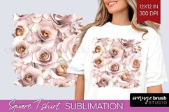 3d Rose Square Tshirt Background - Marble Rose PNG Product Image 1