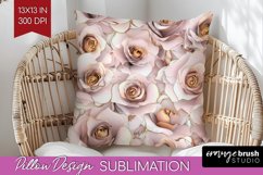 3d Rose Pillow Sublimation - Marble Rose Pillow Cover PNG Product Image 1