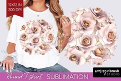 3d Rose Round Tshirt Background - Marble Rose PNG Product Image 1