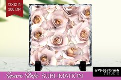 3d Rose Slate PNG - Marble Rose Square Slate Sublimation Product Image 1