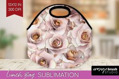 3d Rose Lunch Bag - Marble Rose Lunch Bug PNG Sublimation Product Image 1