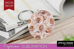 3d Rose Keychain PNG - Marble Rose Keychain Sublimation Product Image 1