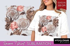 3d Rose Square Tshirt Background - Marble Rose PNG Product Image 1