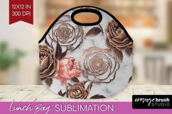 3d Rose Lunch Bag - Marble Rose Lunch Bug PNG Sublimation Product Image 1
