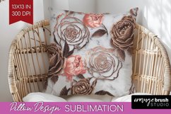 3d Rose Pillow Sublimation - Marble Rose Pillow Cover PNG Product Image 1