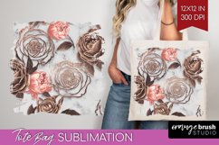 3d Rose Tote Bag - Marble Rose Tote Bag PNG Sublimation Product Image 1