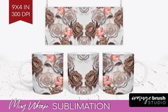 3d Rose Mug Wrap - Marble Rose Mug PNG Sublimation Product Image 1