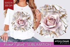 3d Rose Round Tshirt Background - Marble Rose PNG Product Image 1