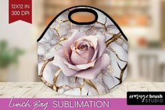 3d Rose Lunch Bag - Marble Rose Lunch Bug PNG Sublimation Product Image 1