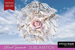 3d Rose Wind Spinner Sublimation PNG - Marble Rose Round Product Image 1