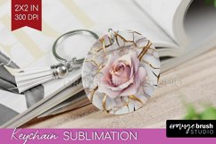 3d Rose Keychain PNG - Marble Rose Keychain Sublimation Product Image 1