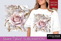 3d Rose Square Tshirt Background - Marble Rose PNG Product Image 1