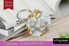 3d Rose Keychain PNG - Marble Rose Keychain Sublimation Product Image 1