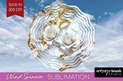 3d Rose Wind Spinner Sublimation PNG - Marble Rose Round Product Image 1
