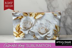 3d Rose Cosmetic Bag - Marble Rose Makeup Bag PNG Product Image 1