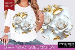 3d Rose Round Tshirt Background - Marble Rose PNG Product Image 1