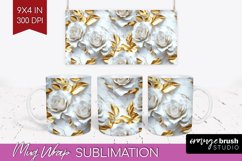 3d Rose Mug Wrap - Marble Rose Mug PNG Sublimation Product Image 1