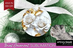 3d Rose Ornament PNG - Marble Rose PNG Sublimation Product Image 1