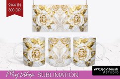 3d Rose Mug Wrap - Marble Rose Mug PNG Sublimation Product Image 1