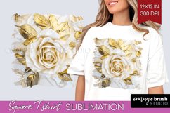 3d Rose Square Tshirt Background - Marble Rose PNG Product Image 1