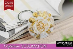 3d Rose Keychain PNG - Marble Rose Keychain Sublimation Product Image 1