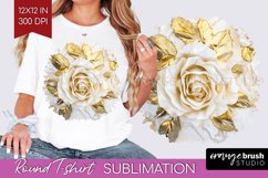 3d Rose Round Tshirt Background - Marble Rose PNG Product Image 1