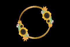 Golden round frame with watecolor floral decorative Product Image 2