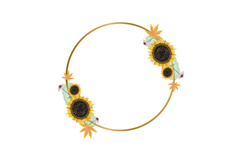 Golden round frame with watecolor floral decorative Product Image 1
