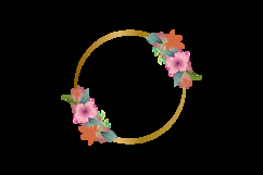 Golden round frame with watercolor floral isolated Product Image 2